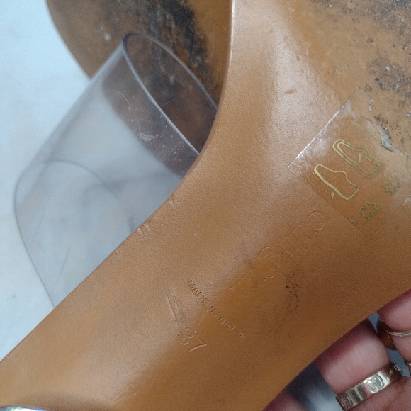 Cult Gaia Jila Transparent Strap Sandals Clear Sphere Heel Slip On Size 37 A - Picture 4 of 5